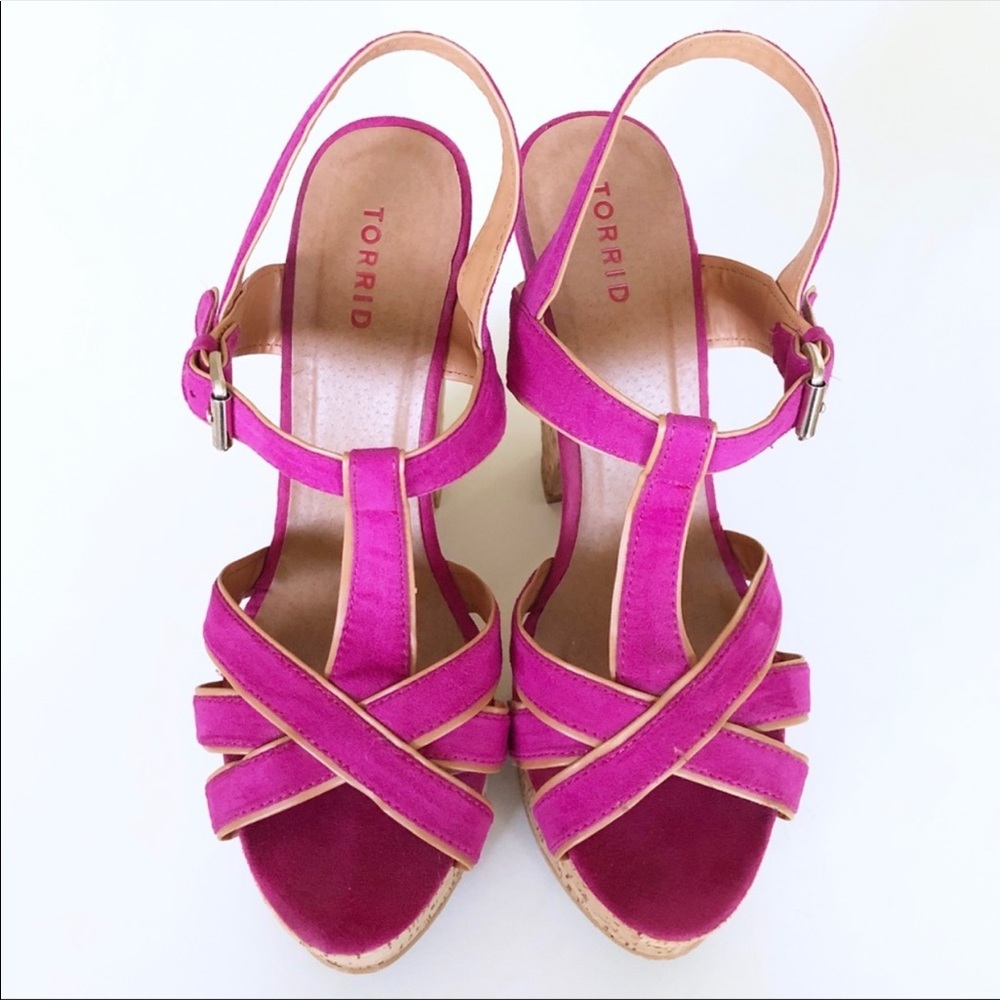 Torrid Fuchsia Platform Cork Heel Sandals